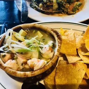 Shrimp Ceviche special with spiced tortilla chips