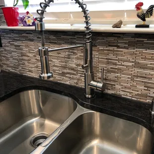 They replaced our old faucet with a new one.