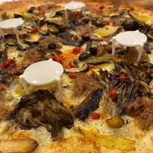 Wild Foraged Mushroom Pizza (extra credit - one weekend only) Mushroom cream sauce, mushroom medley, brown butter roasted leeks and more.