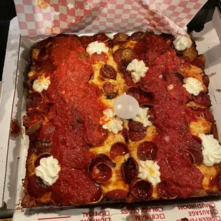 12x12 Build Your Own Detroit Style pepperoni w/ricotta it was incredible!