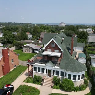 Steep roofs are to be taken seriously, we use quality safety tools to make sure we are protected!