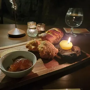 Bread service with butter candle