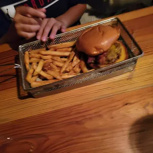 Kids cheeseburger and fries $10