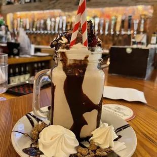 Peanut Butter Chocolate Milkshake with peanut butter whisky