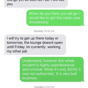 a text message sent by a customer