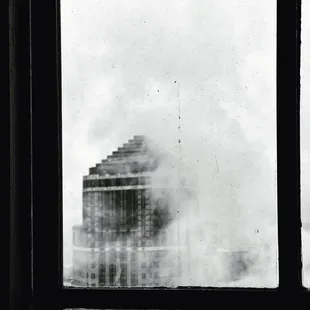 a view of a city through a window