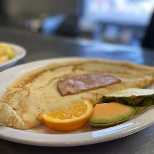 Ham &amp; Swiss cheese crepe