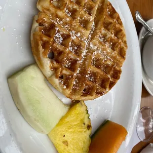 Waffle and Waffle with Fresh Fruit