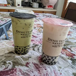 Matcha and wintermelon milk tea