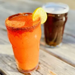 Hot Nips (otherwise known as a Michelada) and 49er ale