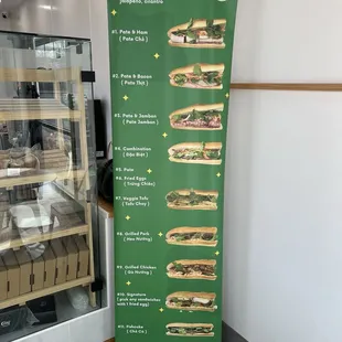 Bahn mi menu