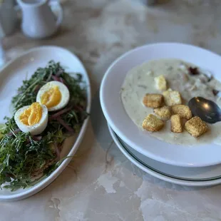 Clam chowder was excellent... avocado toast above average