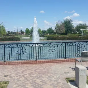 Lovely water feature/benches all around