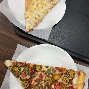 Cheese Pizza &amp;  Fiesta Pizza.