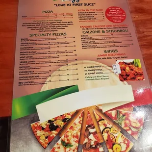 a pizza menu