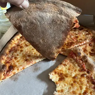 Burnt pizza.