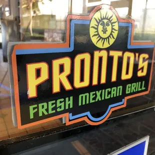 a sign in the window