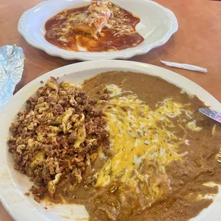 Cheese enchilada and Chorizo and Eggs