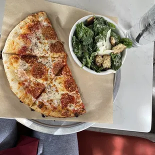 Pepperoni and Caesar salad