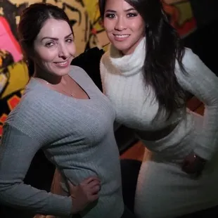 Cool murals downstairs w DJ playing music