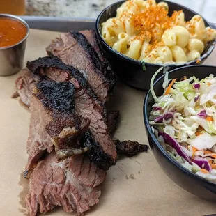 Brisket, mac-n-cheese, coleslaw