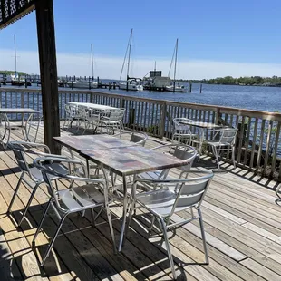 Outdoor seating by the waters