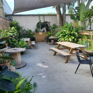 Outside seating on back