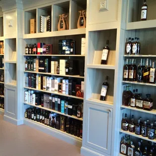 shelves of liquor and wine in a store