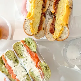 New Yorker on everything, Spinach bagel with vegan scallion cream cheese and lox