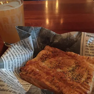 Spinach and cheese pastie. So decadent and flavorful you forget there's no meat.