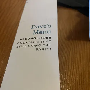 Mocktail menu greatly appreciated!