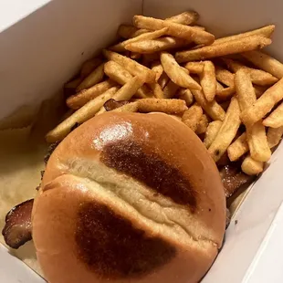 BBC (Brisket, Bacon, and Cheese) Smashburger with fries - amazing! It was a burger, tender brisket, crispy bacon, and cheese. Aka heaven