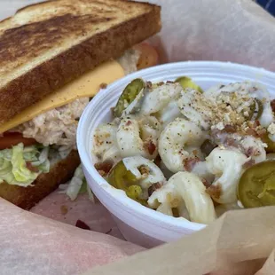 Chicken salad. Not a chicken salad person but his was tasty