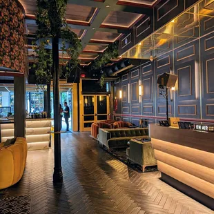 the lobby of a hotel