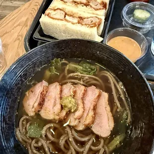 Duck Soba and Chicken Sando