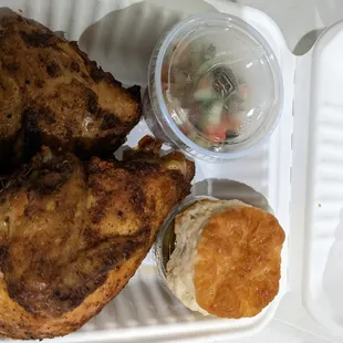 Flipped chicken entree