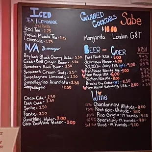 Drinks menu (10.29.24)
