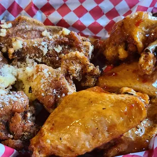 Garlic parm and sweet Thai chili wings