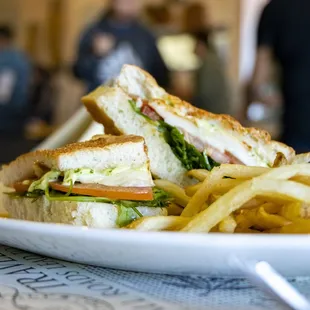 a sandwich and fries