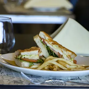 a sandwich and fries