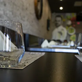 empty glasses on a table