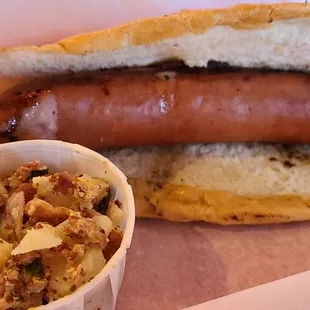 Cheese brat with potato salad