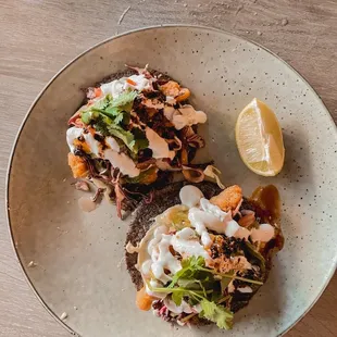 happt hour fish tacos - so loaded &amp; delicious!