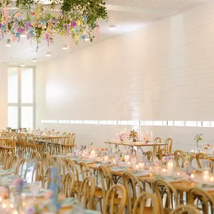 Wedding reception set up in the gallery