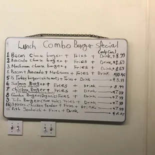 Daily burger specials