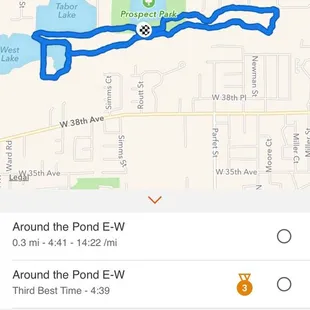 This is a photo of a map run that I did. You can run this loop twice to get 5 1/2 miles.