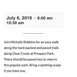 Check out the bird walk here.