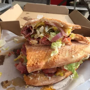 Italian sandwich on pizza dough-delicious!