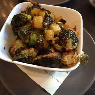 Fried Brussels Sprouts with Apples