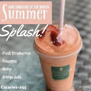 a smoothie with strawberries